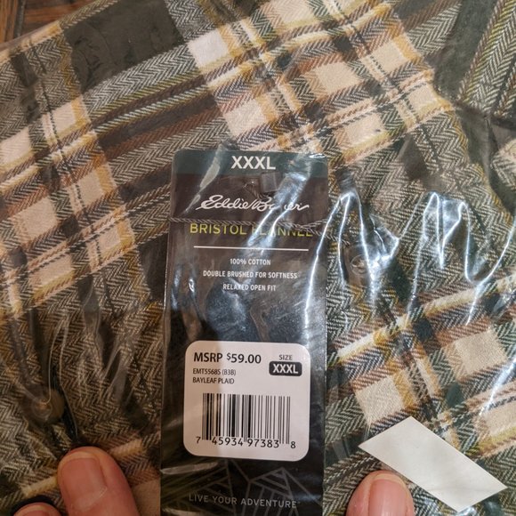 Eddie Bauer Bristol Flannel Relaxed Open Fit 100% Cotton Size XXXL NEW WITH TAGS - Picture 7 of 8